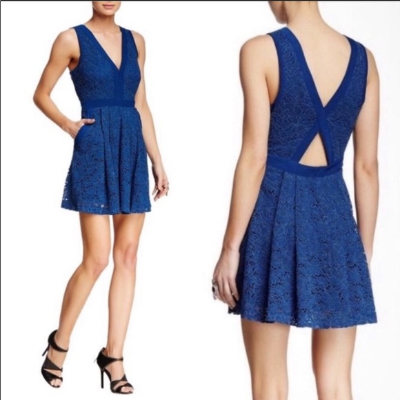 NWT- Free People Lovely in Lace Blue Dress - Picture 3 of 15